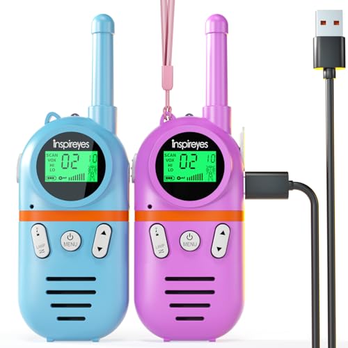 Inspireyes Walkie Talkies for Kids Rechargeable,Toys for Boys and Girls Ages 3-12, 2 Pack Long Range 2-Way Radios, Birthday Gifts,Christmas Stockings,...