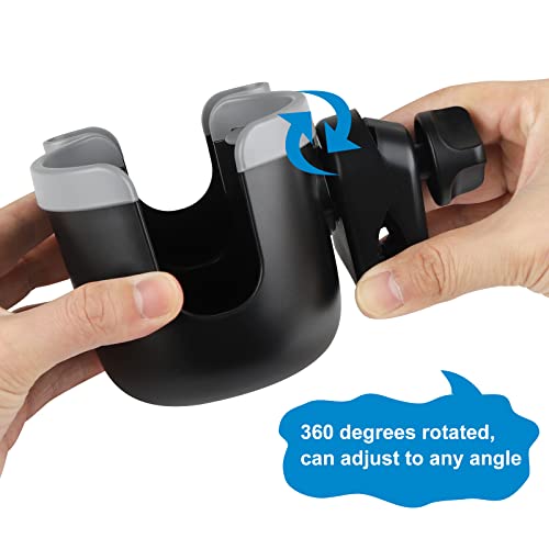 Image of Accmor Stroller Cup Holder with Phone Holder, Bike Cup Holder, Universal Cup Holder for Uppababy Nuna Doona Strollers, 2-in-1 Cup Holder for Walker, Wheelchair, Scooter