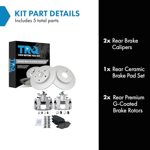 Image of TRQ Rear Brake Pad and Rotor Set Ceramic Solid Rotors Calipers | For 2013 Dodge Journey