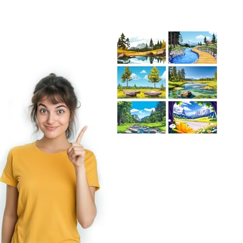 Image of SiddArtify Nature Wall Art Poster Print Set - Landscape Scenery Decor for Living Room Bedroom Office - Set of 2-4x6 Inch - Board (Pack of 6) - Sticker (Pack of 6)