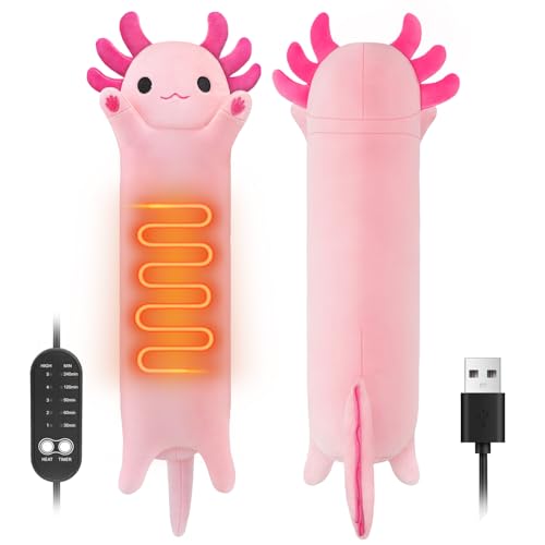 Axolotl - Cuscinetto riscaldante per crampi mestruali e sollievo dal dolore mestruale, cuscinetti elettrici portatili alimentati tramite USB, animali di peluche carini per donne, ragazze, divertenti