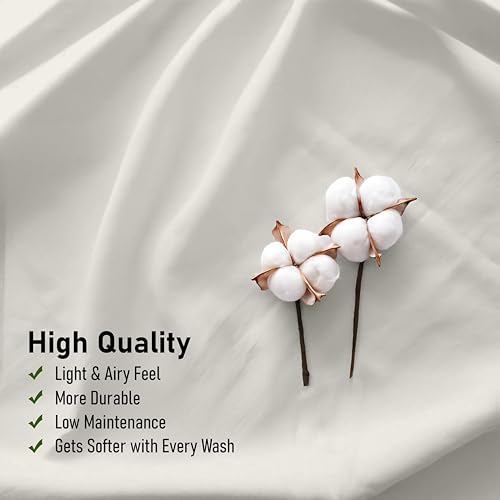 RUVANTI 100% Cotton Sheets Queen Size Set, 4 Pieces, Soft & Breathable Percale Weave Bedding, Deep Pocket 16", Hotel Standard, Crisp Cool Feeling, Durable, Perfect Dyed Bed Sheet, Ivory