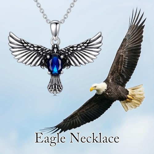 LONAGO Eagle Necklace for Women 925 Sterling Silver Hawk Eagle with Birthstone Pendant Necklace3