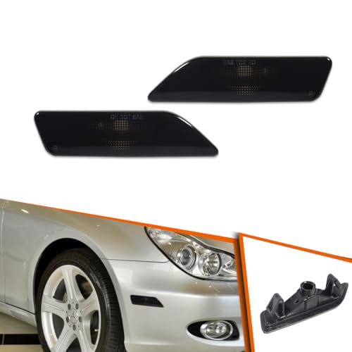 ADIIL For 2006-2011 Mercedes Benz W219 CLS-Class Smoked Lens Front Bumper Side Marker Light Kit no Bulbs OEM Side Marker Replacement