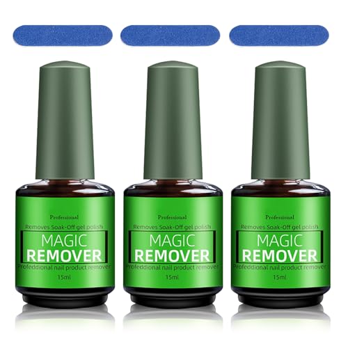 QIUFSSE Magic Remover Gel Polish,3PCS Gel Nail Remover,Professional Gel Remover for Nails,Quickly and Easily Removedor de Esmalte Gel (15ML)