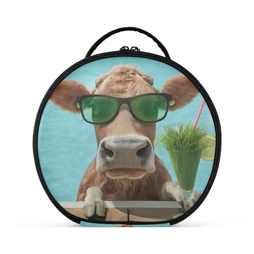 Takiito Summer Cow Travel Makeup Case Portable Makeup Box Artist Cosmetic Case Organizer With Adjustable Dividers