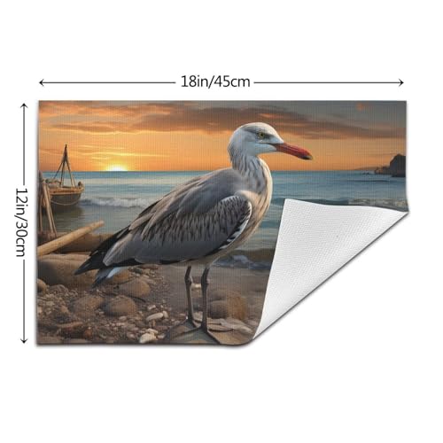Set de table en vinyle lavable lot de 6 pièces motif mouette dimensions 30x45 cm