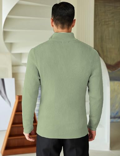 Image of DENIMHOLIC Men High Neck Zipper Full Sleeve Cotton Knitted Winter Sweater for man
