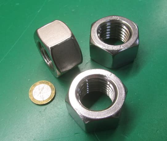 18-8 Stainless Steel Hex Nut 1 1/8"-7 Thread x 1-11/16" W x 31/32" H 3 Pcs