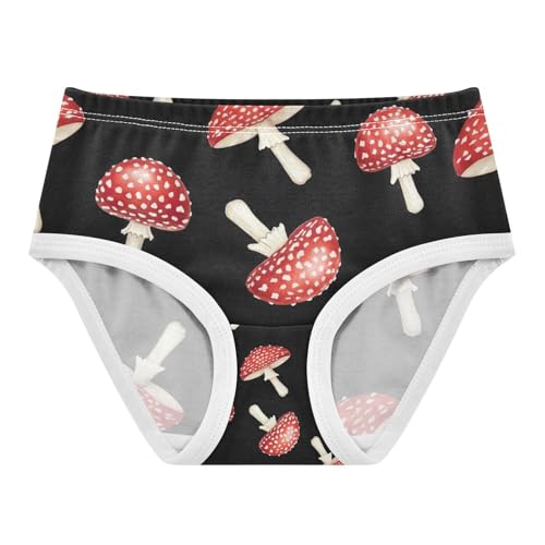 Spotted Mushrooms Black Undies for Toddler Girls, Underwear Girls, 2T–8 Years