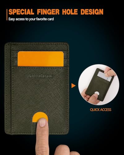 Image of RUNBOX Slim Minimalist Front Pocket RFID Blocking Leather Wallets for Men and Women Card Holder Wallets Gifts for men