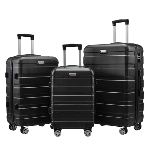 hatleues 3-Piece Suitcase Set 20 24 28 Inch Luggage Sets Hardshell Lightweight Carry On Luggage Sets with Spinner Wheels & TSA Lock