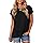 Womens Tops Summer Cap Sleeve Tops Trendy Loose Fit Tshirts Dressy Casual Shirts Fashion 2025 Vacation Outfits Clothing Black L