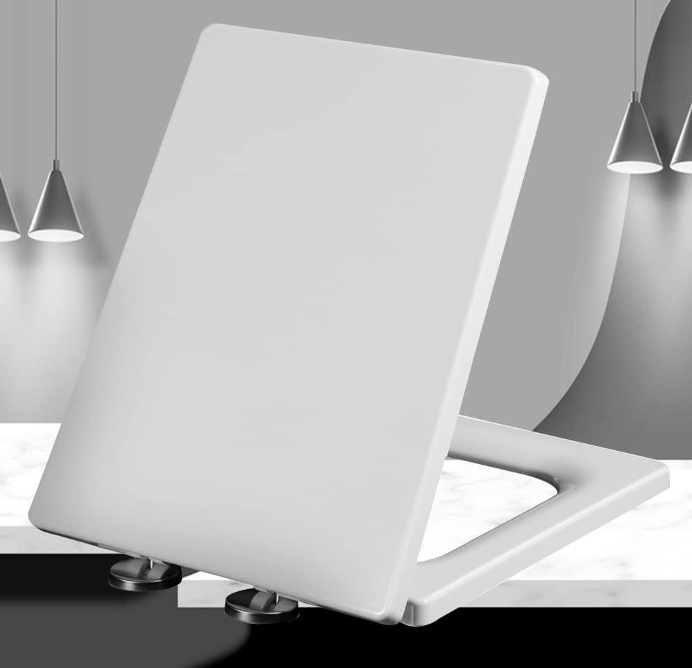 Soft Close Close Toilet seat, Quick Release Installation Family lid, Adjustable, Lightweight, Durable, Portable, User-Friendly, Compact, White