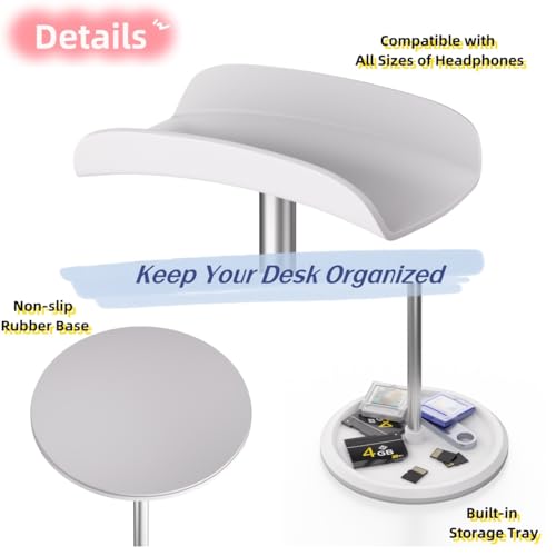 NQQNQQ Headphone Stand【1PACK】 Headphone Holder with Storage Tray Compatible for Max Pro, Beats, Bose and Most Gaming Headphones. 【No Tools Required】 YO-2 (White) - image 5