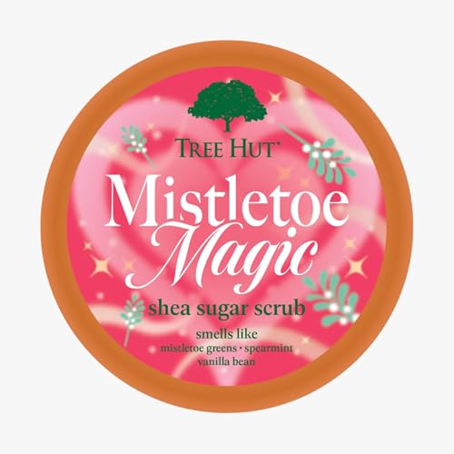 Image of Tree Hut Mistletoe Magic Shea Sugar Scrub, Exfoliating & Hydrating Body Scrub with Shea Butter, Holiday Gift & Stocking Stuffer, 18 oz