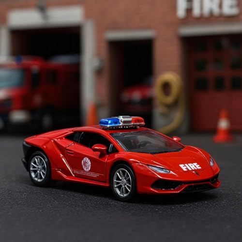 Image of Amisha Gift Gallery Diecast Fire Ambulance Toy Car for Kids | 1:36 Scale Model, Metal, Pull Back, Sports Car, Boys