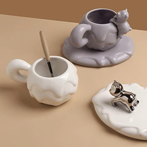 Porseleinen thee beker met schotel, handgemaakte theekop, theekop en schotel, porseleinen espressokop, for latte, koffie… - Image 6