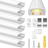Flintronic Profilé Aluminium LED 6m(6 * 1m) Forme en U, Profilé Led Encastrable pour Plaques de Plâtre, Profile alu pour Ruban led, Compact Finition Professionnelle Pour Ruban LED