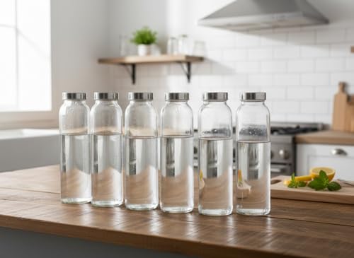 Image of Vency Glass Water Bottle for Fridge, 800ml, Transparent, Leakproof Flip Cap, Airtight Seal, for Milk, Juice, Cold Beverages, Durable, Scratch-Proof, Freezer Safe (Set of 1)