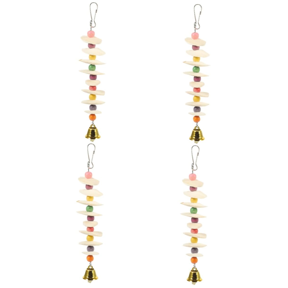 Yardwe 4 Pièces Jouet à mâcher Perroquet créativité Jouets Chime Shape Oiseau Accessoires Cage Perruche Perroquet pour Animaux de Compagnie Mordre Petit Perroquet os de seiche