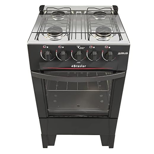 Fogão 4 Bocas Sirius sem Acendimento Automático, Preto, Braslar