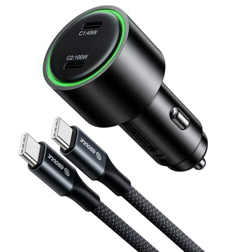 Chargeur de voiture 145W idéal pour télétravailler et charger son ordinateur en voyage
