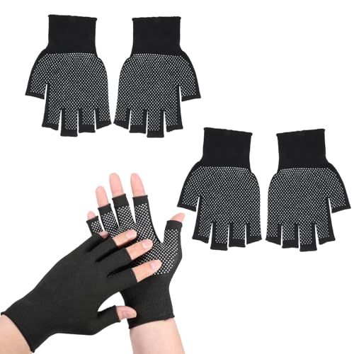 2 Pcs Lightweight Men and Women Half-Finger Slip Breathable Fingerless Work Gloves, Cycling Thin Gloves, Fingerless Work Gloves for Climbing, Gym, Training, Workout, Weight Lifting Outdoor
