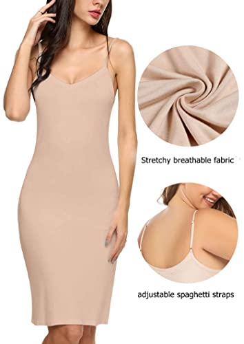 Avidlove Full Slip For Women Under Dress Cotton Blend V Neck Straight Dress Nightwear (Nude,L #TOP3