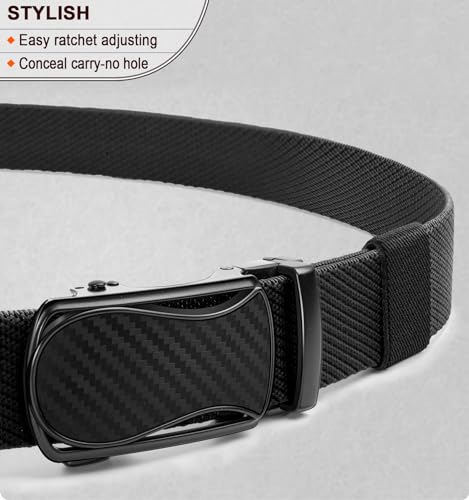 KS Mens Belt 2 Pack, Ratchet Elastic Belt Stretch Nylon For Men Casual Golf Sports,Stepless Precise Fit2