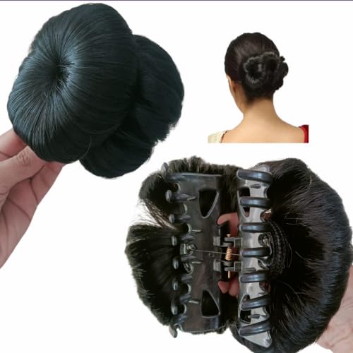 Image of Artificial Juda Hair Bun with Clutcher Hair Accessories Hair Extension and Hair Wigs Hair Juda for Women and Girls, Natural Black (Black)