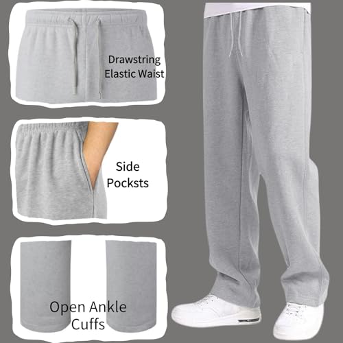 Boys Baggy Cargo Sweatpants Straight Wide Leg Open Bottom Drawstring Elastic Waist Workout Athletic Joggers Sweat Pants3
