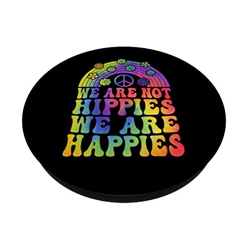 We Are Not Hippies We Are Happies Peace Kindness PopSockets Swappable PopGrip, Black - Image 2