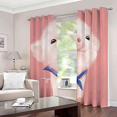 Rideau occultant a oeillets polyester de haute densite design rose - 4