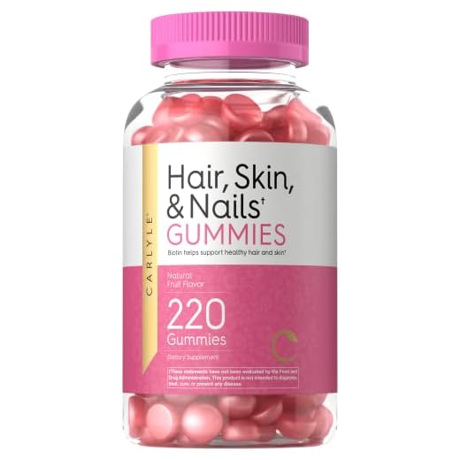 Carlyle Hair, Skin and Nails Gummies | 220 Count | Fruit Flavor Gummy Vitamins | with Biotin | Non-GMO, Gluten Free