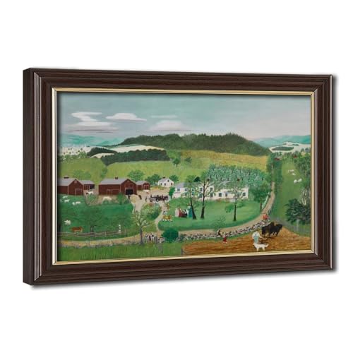 Toile Grandma Moses pour salon chaleureux tableau déco vintage rustique
