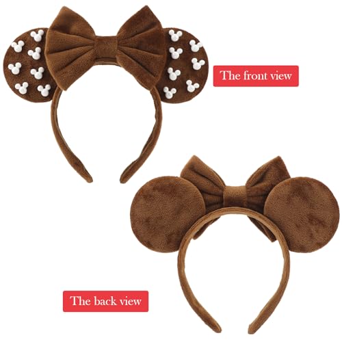 Image of DRESHOW Mouse Ears Headbands for Women Glitter Hairbands Bow Head Bands Velvet Head Band Christmas Cosplay Costume Princess Party Decorations Halloween & Disney Trip