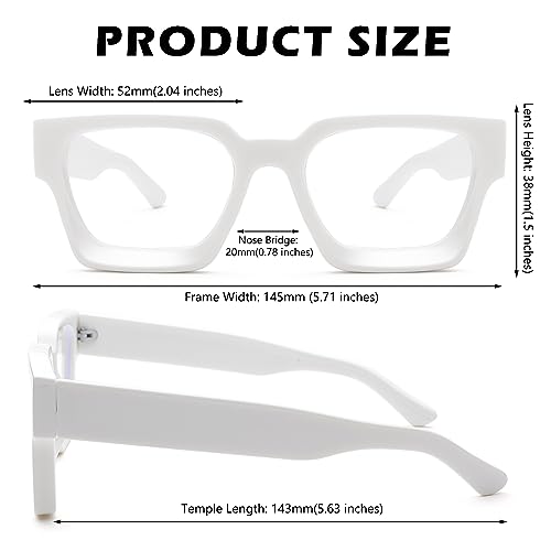 Image of Braylenz Square Thick Frame Blue Light Glasses for Men Women Fashion Clear Computer Eyeglasses