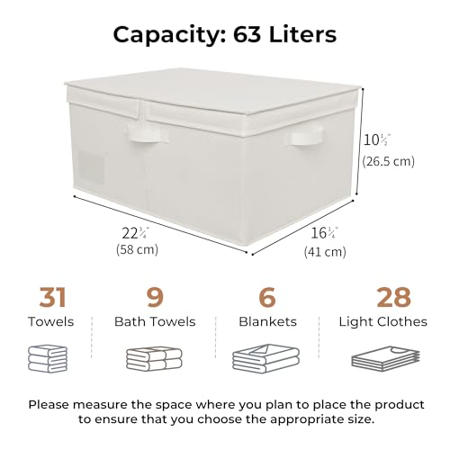 Image of GRANNY SAYS Fabric Storage Bin with Lid, Decorative Storage Box for Shelves, Container Storage Basket Organizer, Cloth Storage Bins with Lids for Organizing, Jumbo, Pearl White, 1-Pack