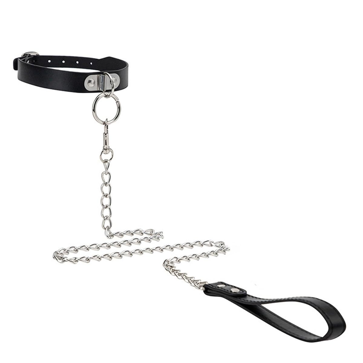 Collier Anneau De Fer En Cuir Noir-Z03