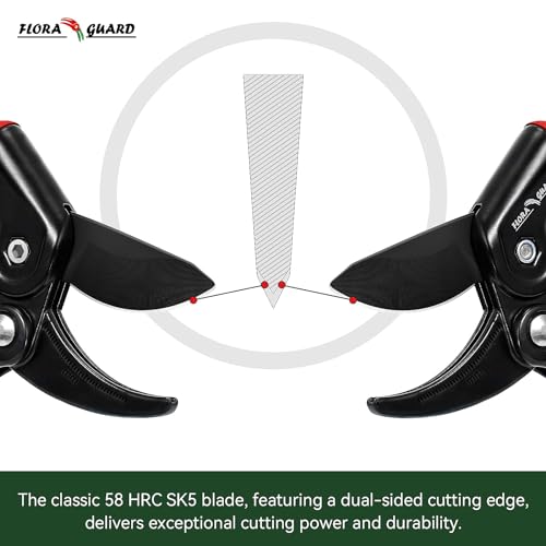 FLORA GUARD 8" Professional Ratchet Anvil Secateurs, Ratcheting Mechanism, Reinforced Design Handle, Gardening Secateurs, Anvil Garden Pruner 6 FLORA GUARD 8" Professional Ratchet Anvil Secateurs, Ratcheting Mechanism, Reinforced Design Handle, Gardening Secateurs, Anvil Garden Pruner - Image 6