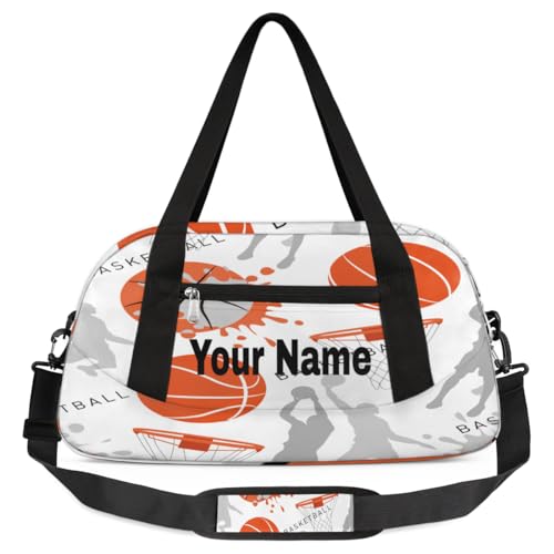 Personalized Basketball Sport Sport Duffel Bag Custom Name Kids Gym Bags Carry On Travel Bag Weekender Overnight Bag for Boys Girls Teens
