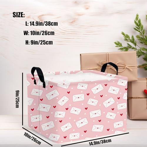 Image of Valentine's Day Basket Gift for Empty Cute Heart Large Storage Bin for Kid and Baby Room Decor (Pink Envelope Love)
