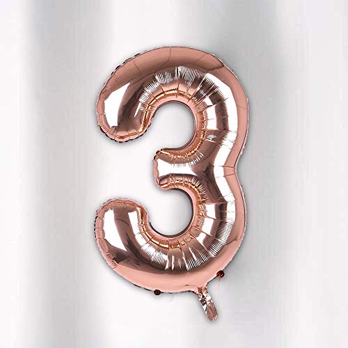 Image of AMFIN 3 Number Foil Balloon - Rose Gold