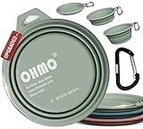 OHMO Hundenapf Faltbar mit Edelstahlring, Groß 800ml Premium Silikon Napf für Hunde & Katzen, Robuste Reisenäpfe für Outdoor Camping Wandern