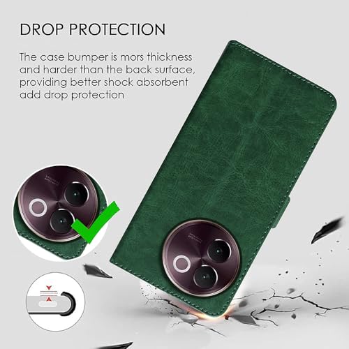 Image of Amazon Brand- Solimo Flip for Vivo V30e 5G (Leather Green)