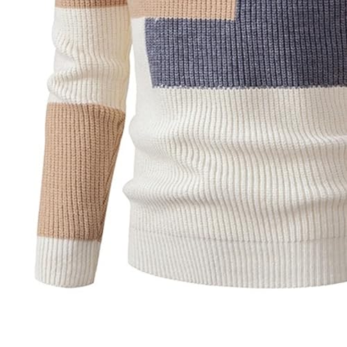 Maiyifu-GJ Men's Sweater Crewneck Pullover Long Sleeve Color Block Cable Knit Warm Chunky Winter Jumper Sweaters4