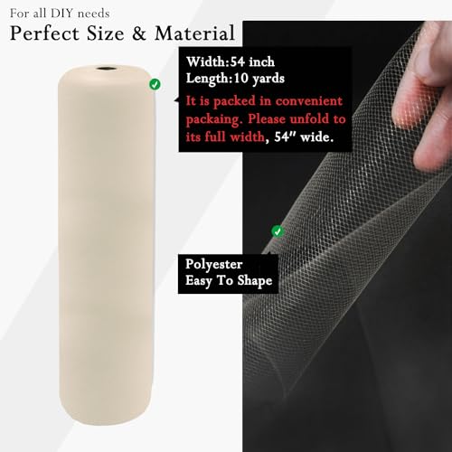 Image of Ivory Tulle Fabric Rolls 54 Inch by 10 Yards Fabric Tulle Bolt for Wedding Christmas Decorations Gift Wrapping DIY Tutu Baby Shower Table Skirt Birthday Party Craft Supplies