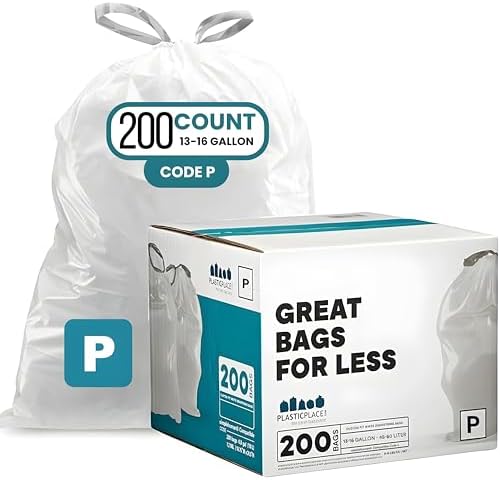 Plasticplace Drawstring Trash Bags, Compatible with simplehuman C...