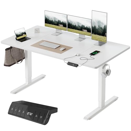 Amazon | FEZIBO 電動 昇降デスク USB-A/Type-C付き 幅160cm 奥行80cm